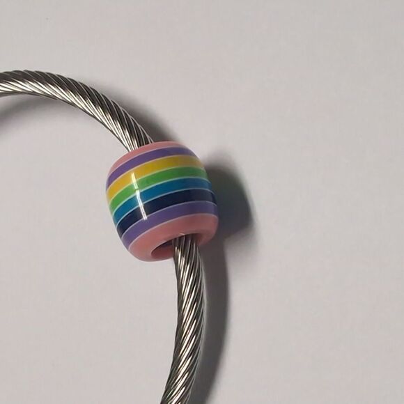 Multicolor‎ Striped Charm for Pandora Style Bracelet - Picture 4 of 4